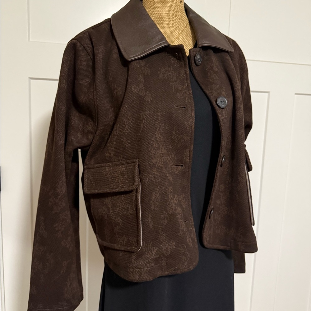 Bagatelle Brown Leather-Trim Jacket